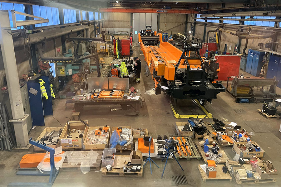 Interwagon rail wagon under assembly in the workshop